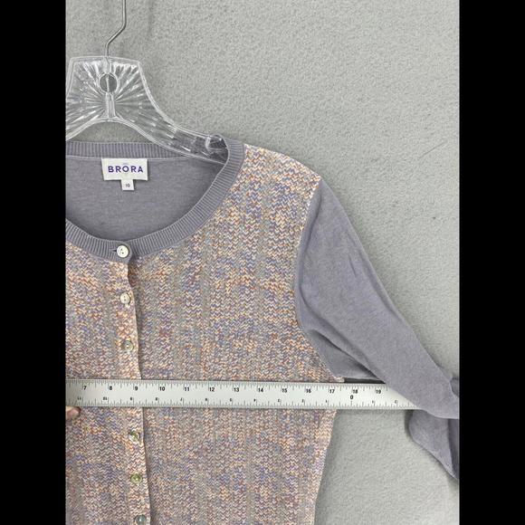COPY - Brora Cardigan Womens Size 10 Purple Multicolored Knit Sweater Linen Ble… - Picture 5 of 6